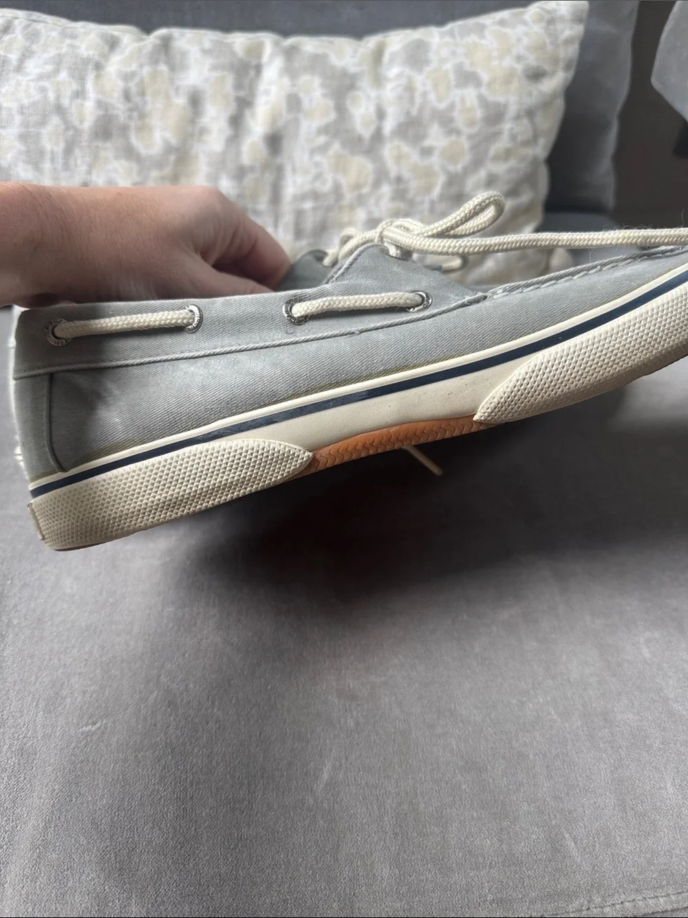 Sperry Men's Grey Canvas Boat Shoes size 10.5 M